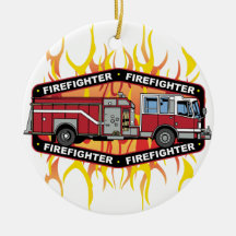 Camion de pompiers de sapeur-pompier décoration pour sapin de noël