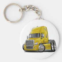 Camion jaune de Freightliner Cascadia Porte-clefs