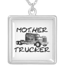 CAMIONNEUR DE MÈRE - NOIR ET BLANC PENDENTIF PERSONNALISÉ