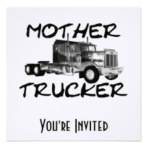 CAMIONNEUR DE MÈRE - NOIR ET BLANC CARTONS D'INVITATION PERSONNALISÉS