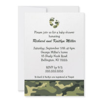 Camo Army Green Baby Feet Shower Invitation