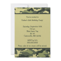 Camo Army Green Birthday party invitation