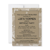Camo Birthday Party Invititation Personalized Invitation