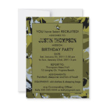 Camo Birthday Party Invititation Custom Invite