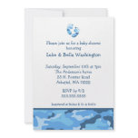 Camo Blue Baby Feet Shower Invitation