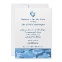 Camo Blue Baby Feet Shower Invitation