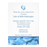 Camo Blue Baby Feet Shower Invitation