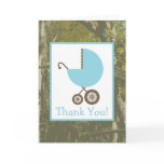 Camo & Blue Carriage Baby Shower Thank You