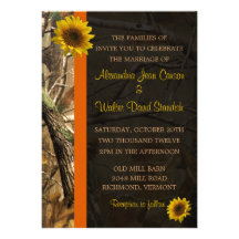 Camo et tournesols cartons d'invitation