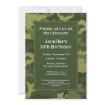 Camo Military Theme Birthday Party Invites