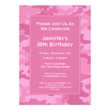 Camo Military Theme Birthday Party Invitation
