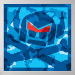 Camo swede in blue print