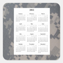 Camoflauge Design Background with 2012 Calendar Square Sticker