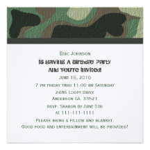 Camoflauge Peace Sign Party Invitation
