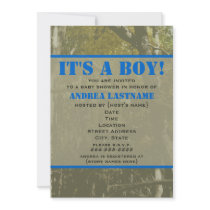 Camouflage & Blue Baby Shower Invitation