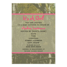 Camouflage et invitation rose de baby shower