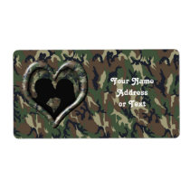Camouflage Heart with Kissing Couple Personalized Shipping Label