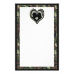 Camouflage Heart with Kissing Couple Stationery