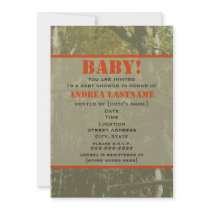 Camouflage & Orange Baby Shower Invitation