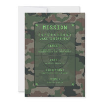 Camouflage Party Theme Custom Invitation