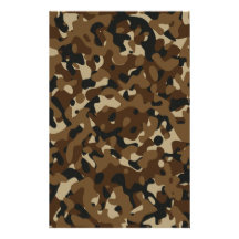 Camouflage Woodland Forest (Black, Brown, Beige) Customized Stationery
