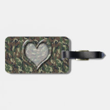 Camouflage Woodland Forest Heart on Camo Bag Tag