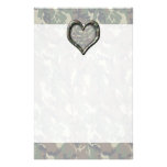 Camouflage Woodland Forest Heart on Camo Custom Stationery
