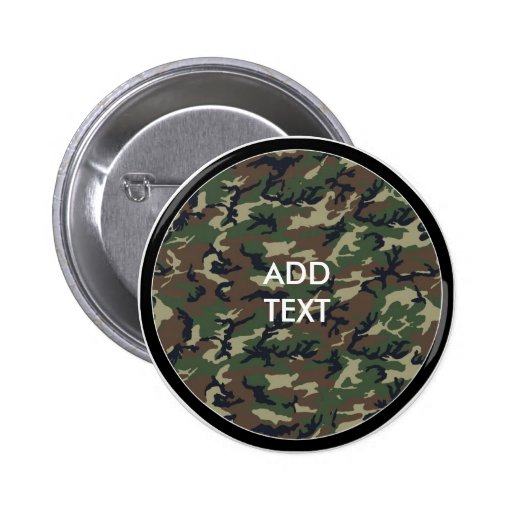 Camouflage Woodland Pinback Buttons