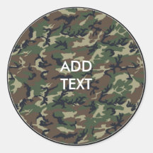 Camouflage Woodland Round Sticker