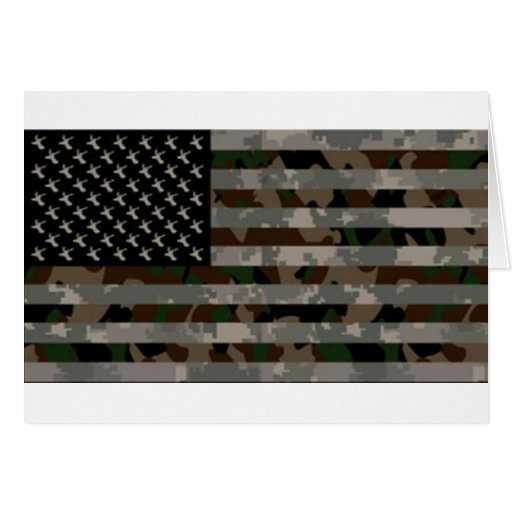 Camouflaged American Flag Greeting Cards