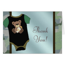 Camouflauge Baby Boy Shower Thank You Cards