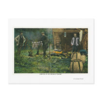 Camp Ground Scene of Men Camping in Maine Post Cards