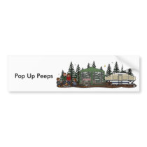camp ground scene, Pop Up Peeps Bumper Stickers