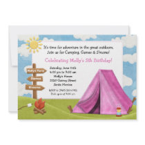 Camping Birthday Party Invitation for Girl