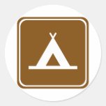Camping Highway Sign Round Sticker