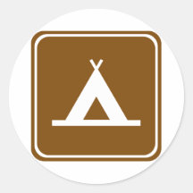 Camping Highway Sign Round Sticker