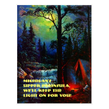 CAMPING IN MICHIGAN'S UPPER PENINSULA MI POSTCARD