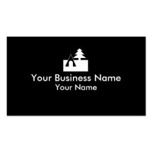 Camping tent tree black white business cards