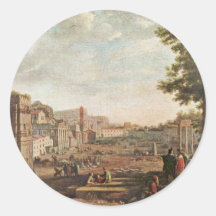 Campo Vaccino By Lorrain Claude Round Stickers