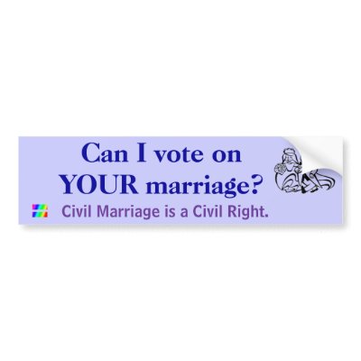 Can I vote on YOUR marriage? Bumper Sticker by jezebel63