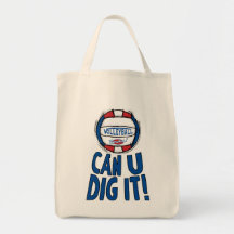 Can U Dig It Volleyball Blue Red Canvas Bags