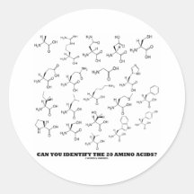 Can You Identify The 20 Amino Acids? (Chemistry) Round Stickers