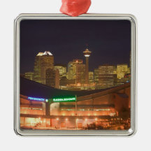 Canada, Alberta, Calgary: City Skyline from Christmas Ornaments