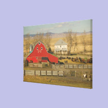 Canada, Alberta, Pincher Creek: Red Barn & Ranch canvas prints