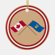 Canada and Alberta Crossed Flags Ornaments