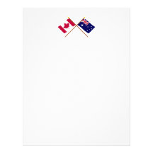 Canada and Australia Crossed Flags Letterhead Template