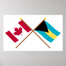 Canada and Bahamas Crossed Flags Print