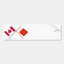 Canada and Bahrain Crossed Flags Bumper Stickers