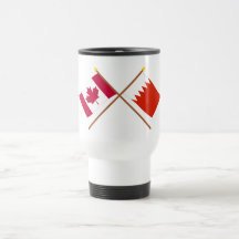 Canada and Bahrain Crossed Flags Mugs