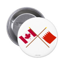 Canada and Bahrain Crossed Flags Pinback Button